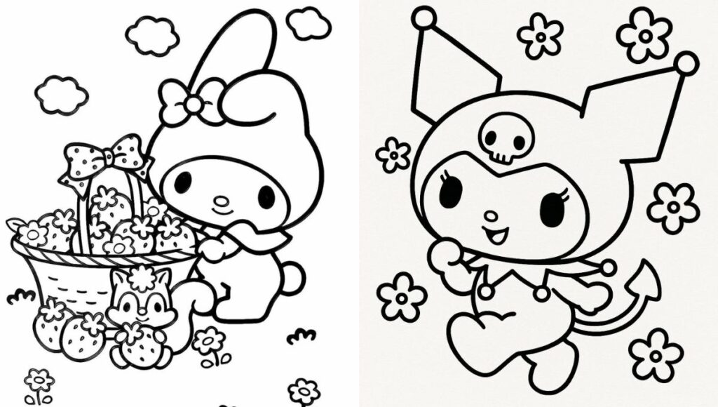 Las mejores plantillas de My Melody y Kuromi para imprimir y colorear