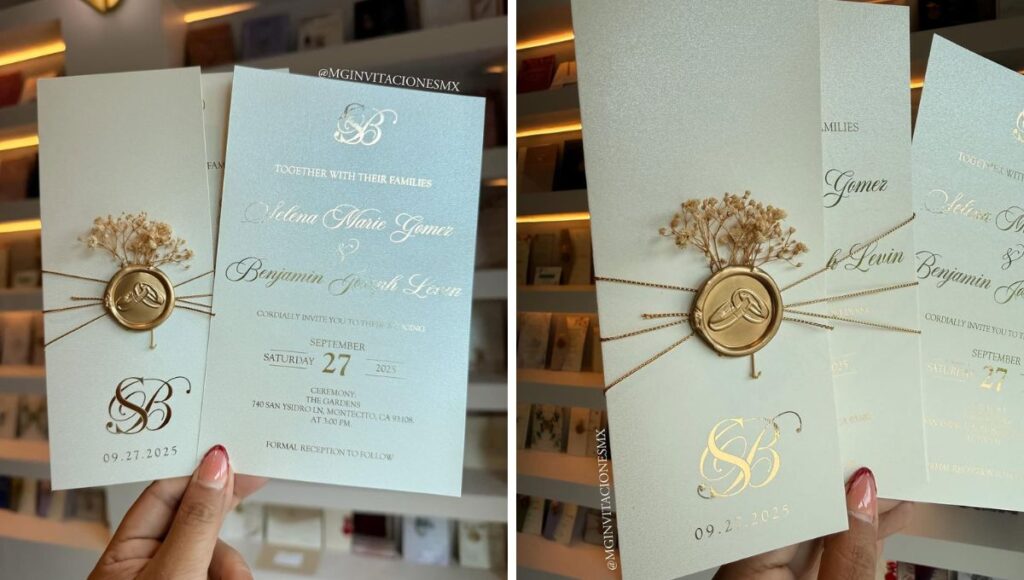 Empresa mexicana hace su versión de las invitaciones de boda de Selena Gomez y Benny blanco