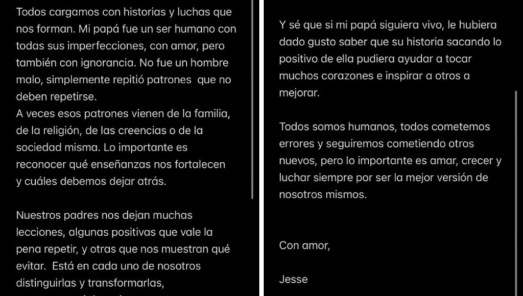 Mensaje de Jesse tras el documental Lo que nunca dijimos