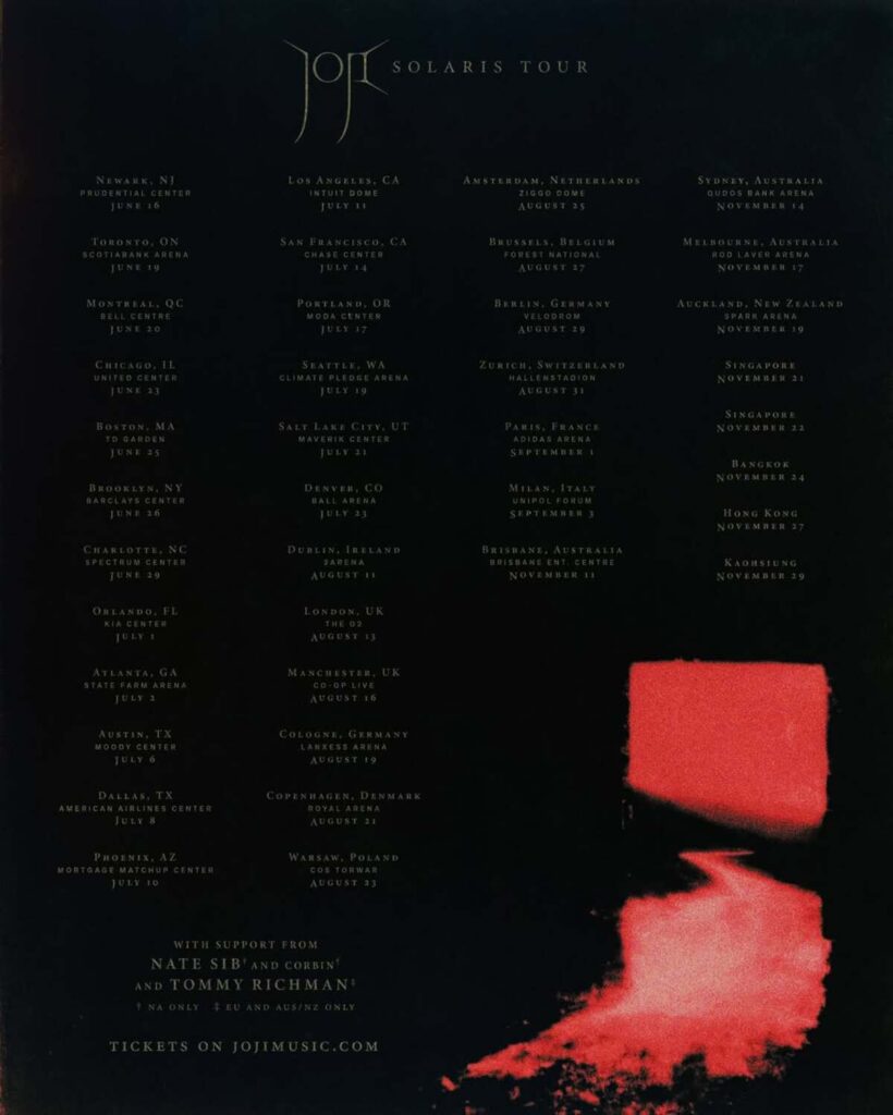 Fechas de la gira 2026 de Joji, ¿qué países visitará?
