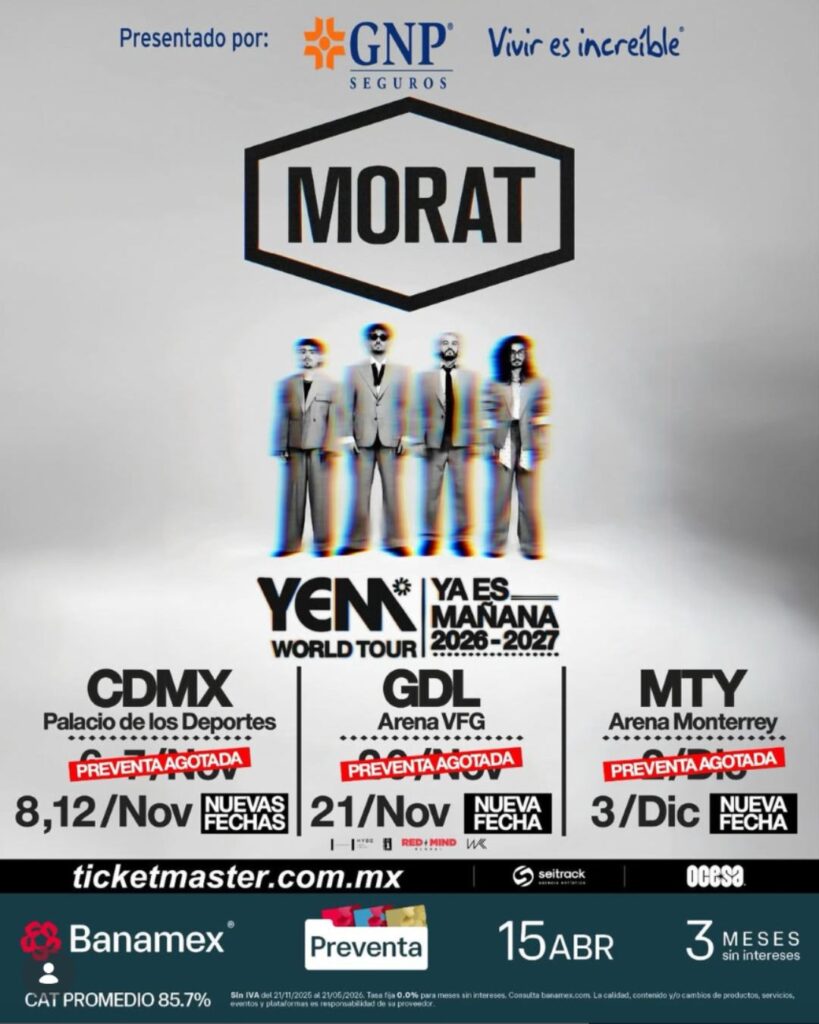 nuevas fechas de Morat en la Arena Monterrey 2026