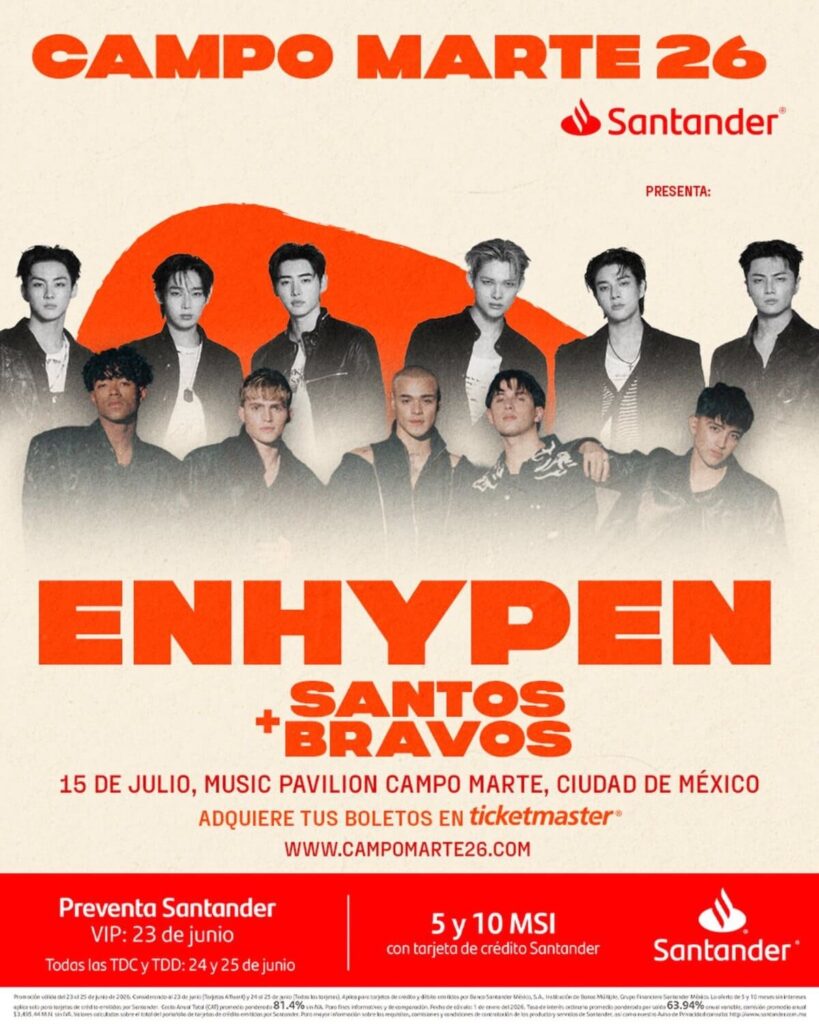 Preventas del concierto de ENHYPEN y Santos Bravos en CDMX
