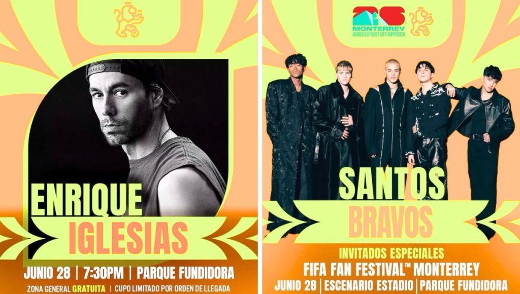 Fan Fest MTY 28 de junio, horarios y setlist de Enrique Iglesias, Santos Bravos
