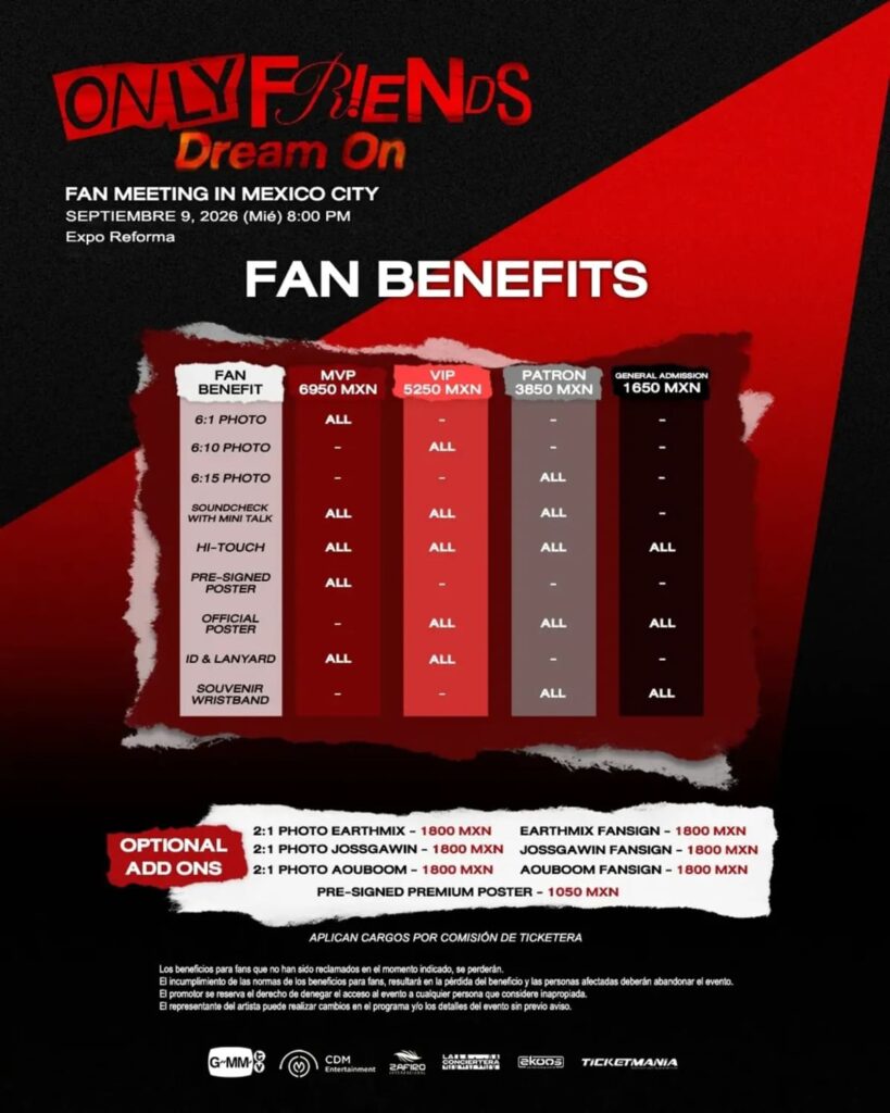 Precio de boletos de Only Friends: Dream On en CDMX y beneficios de cada uno
