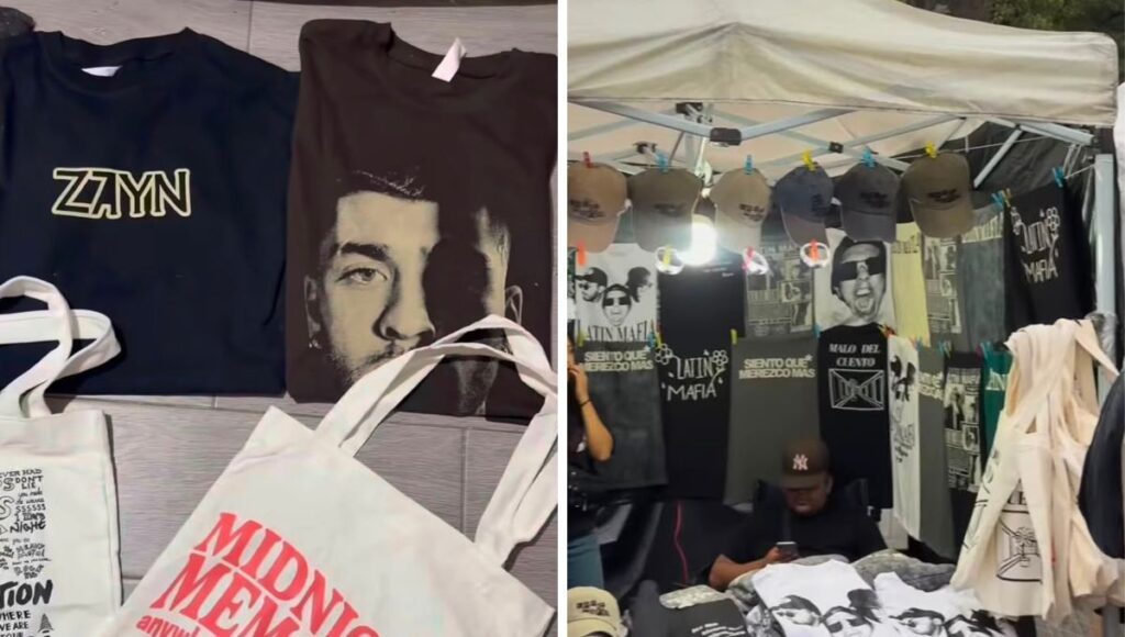 Bazar de merch de conciertos con precio de remate, artículos y de qué artistas